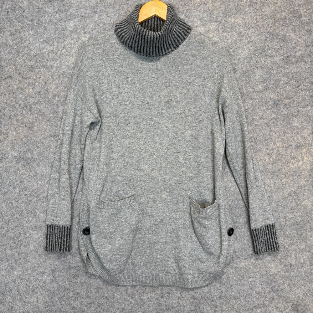 Cynthia Rowley 100% 2-Ply Cashmere Sweater Womens Small Turtleneck Pockets Relax